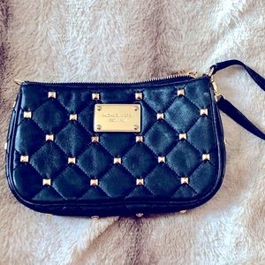 Michael Kors quilted wrist bag with gold studs